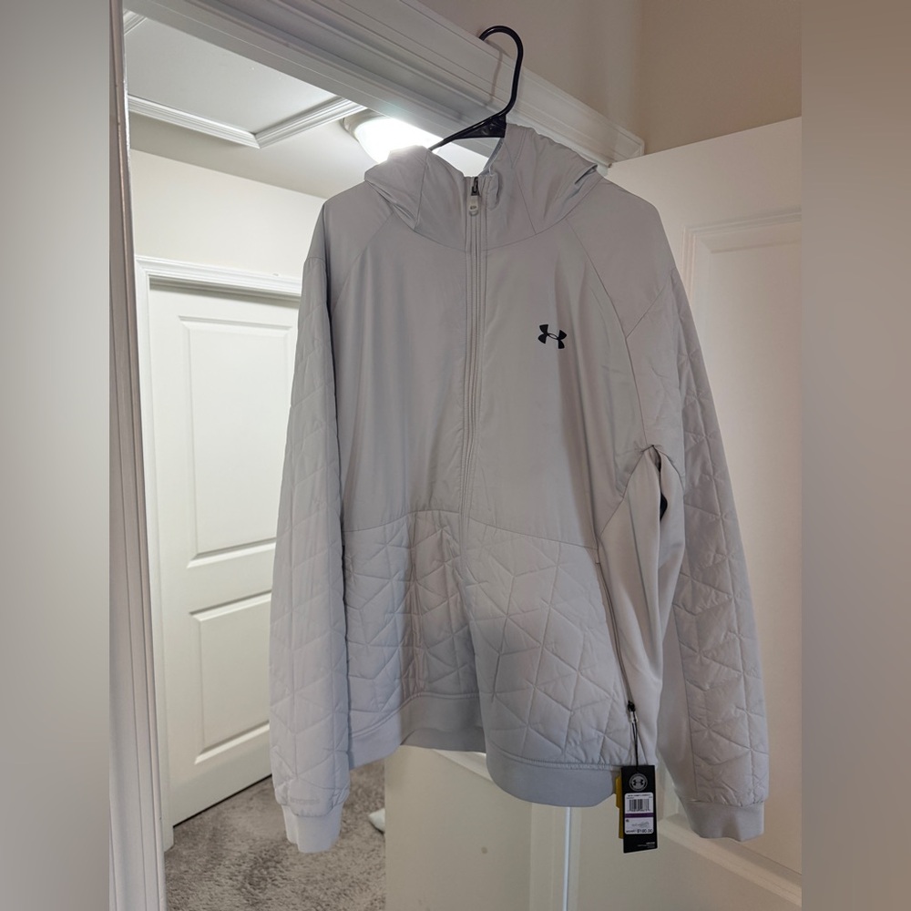 Under Armour Light Gray Quilted Hoodie Jacket XXL (2X) Brand New!!!